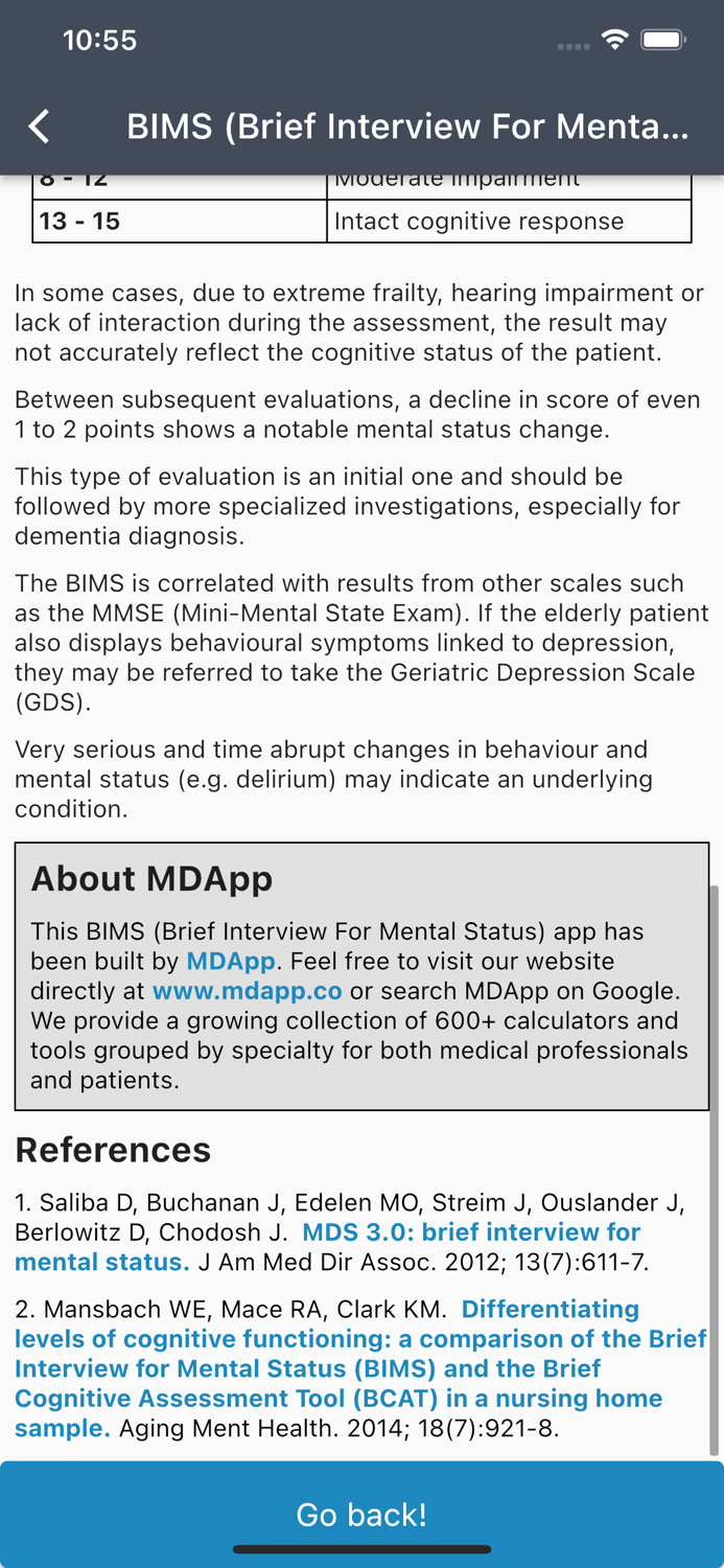 BIMS Score Calculator