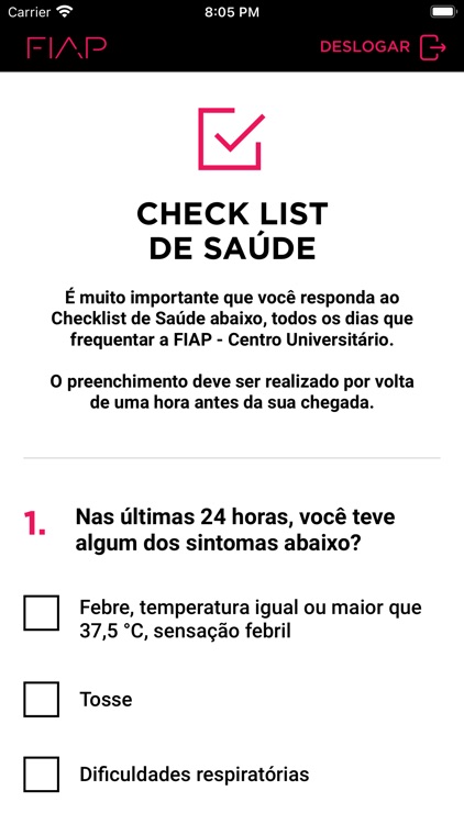 FIAP - Checklist de Saúde