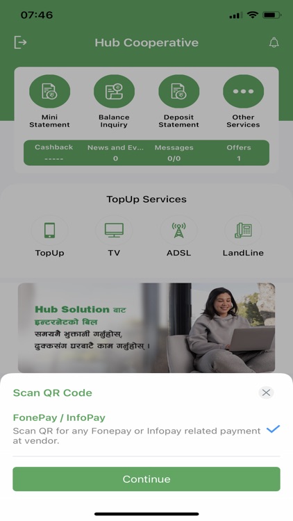 Hub banking solution