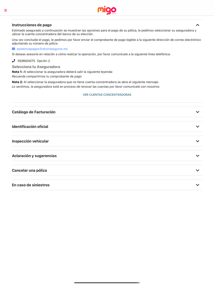 Migo Seguros - Móvil