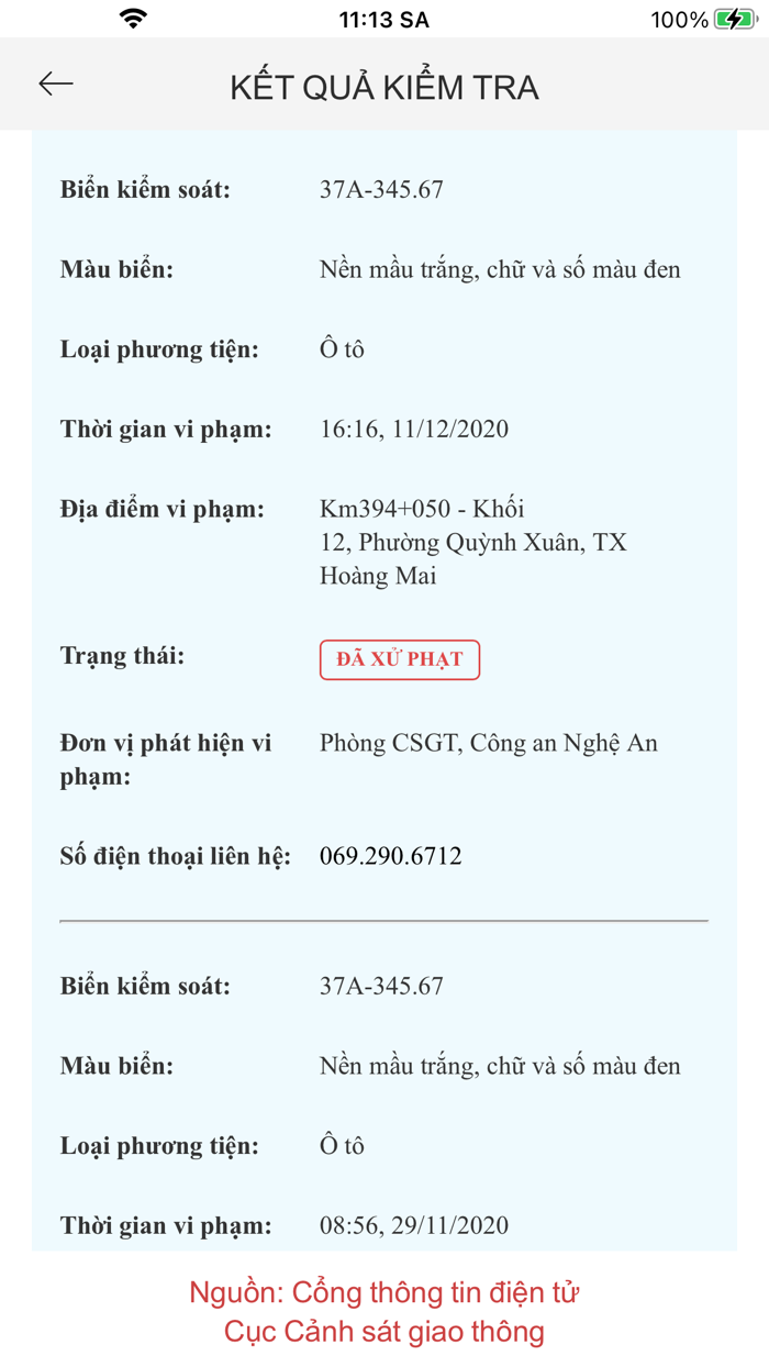 Kiểm Tra Phạt Nguội
