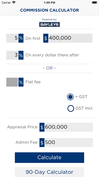 Bayleys Commission Calculator