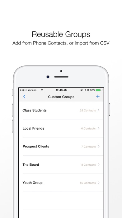 Reach: Group Text and Email Screenshot
