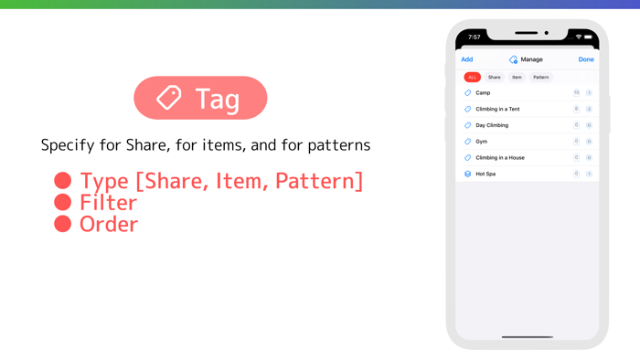 PackingList - Item and Pattern