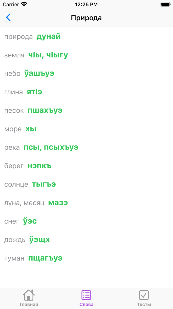 Словарик по бжедугскому