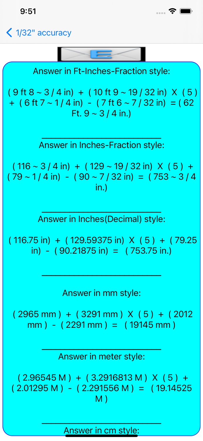 Slider Imperial Calculator