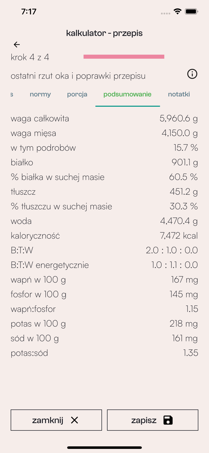 BARFny Kalkulator Kot