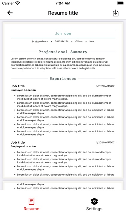 Resume builder