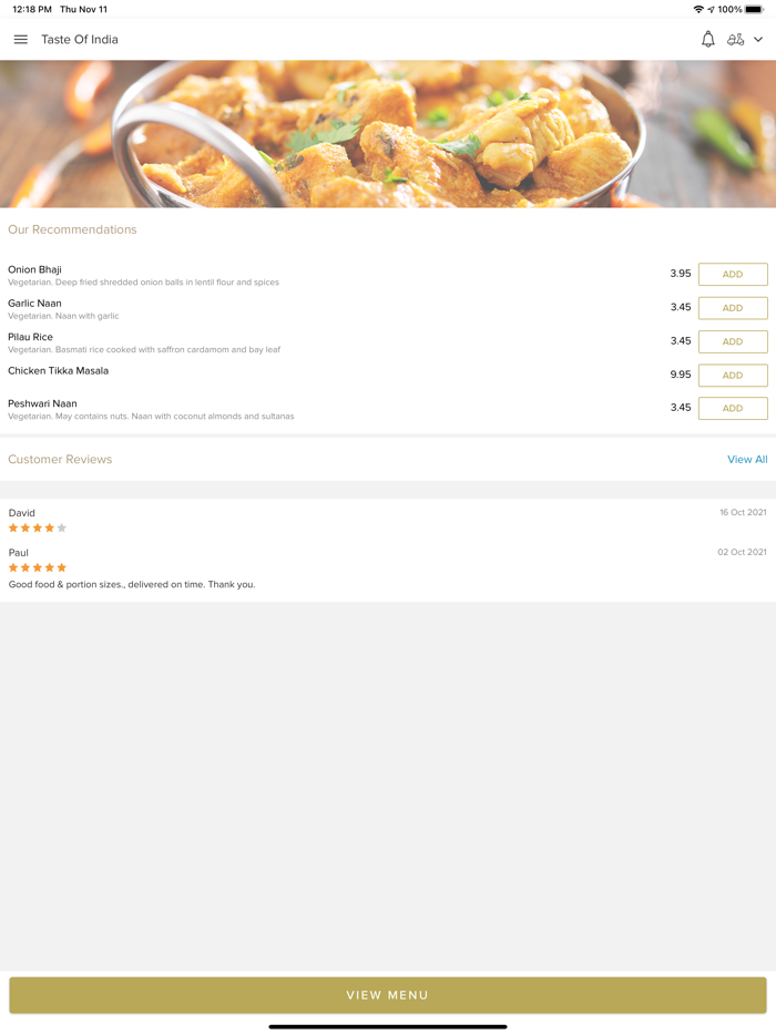 Taste Of India Church Road