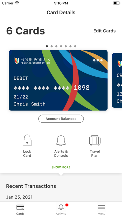Four Points FCU Card Controls screenshot 2