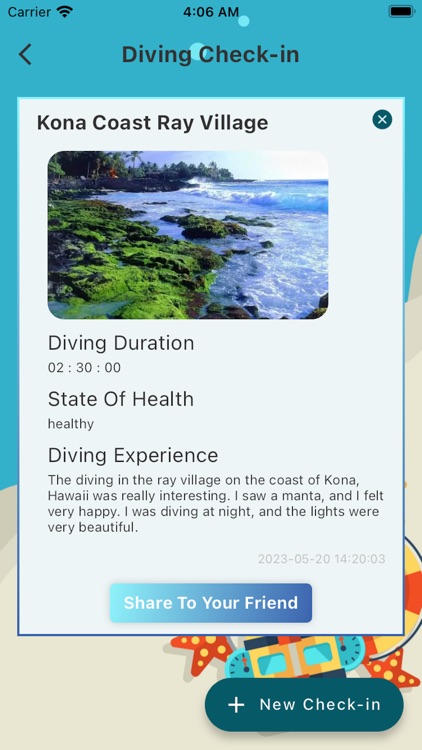 Diving check-in tool