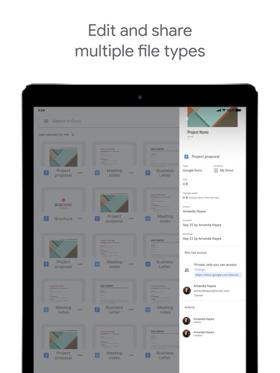 Google Documenten iPad app afbeelding 3