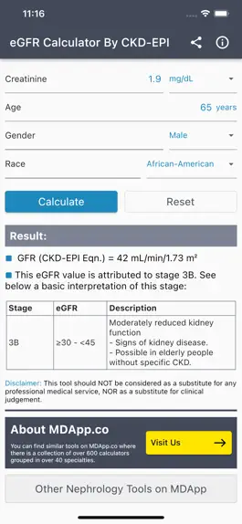 Game screenshot CKD-EPI eGFR Calculator apk