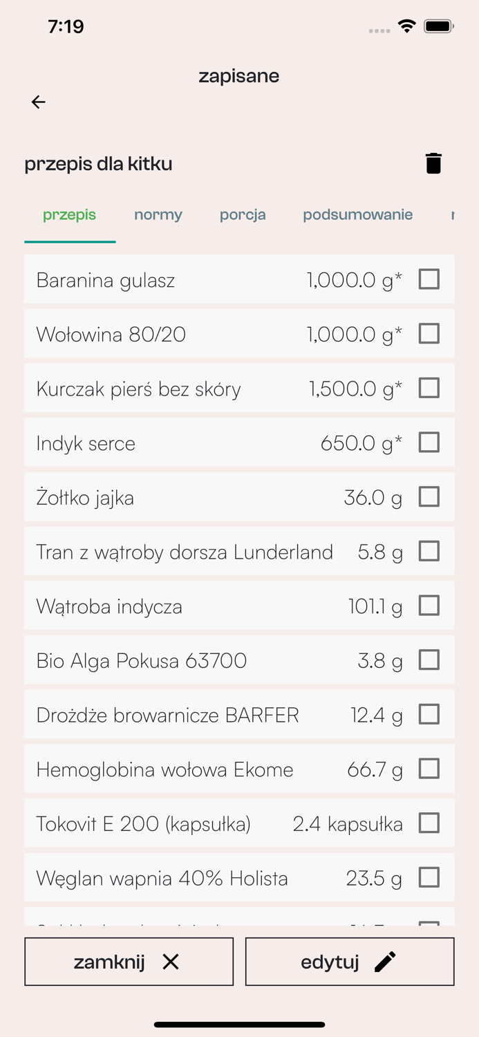 BARFny Kalkulator Kot