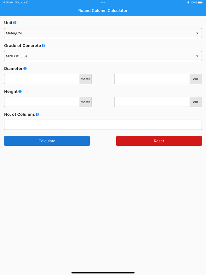 Round Column Calculator