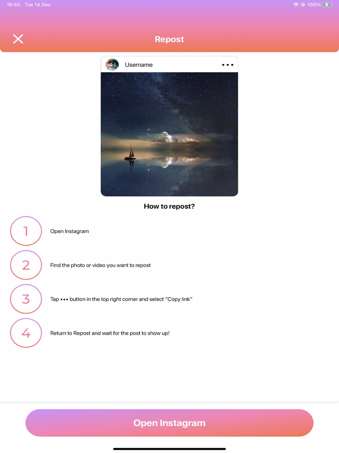 Repost for Instagram Profile