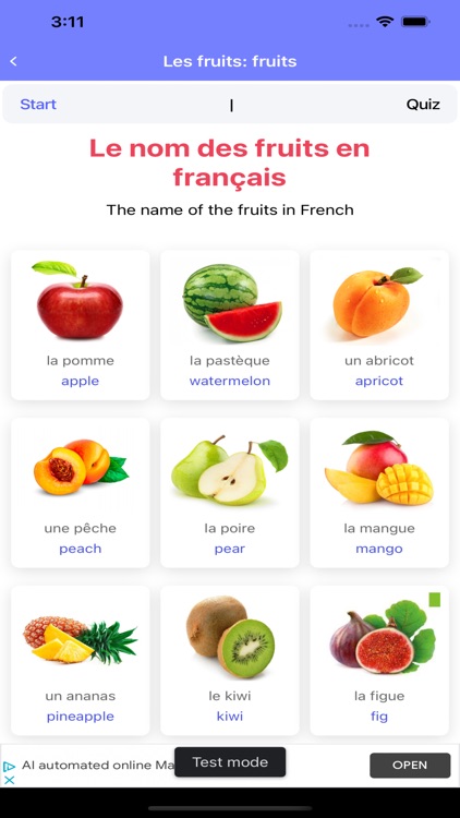 Thematic French Vocabulary