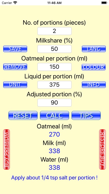 Oatmeal Calc