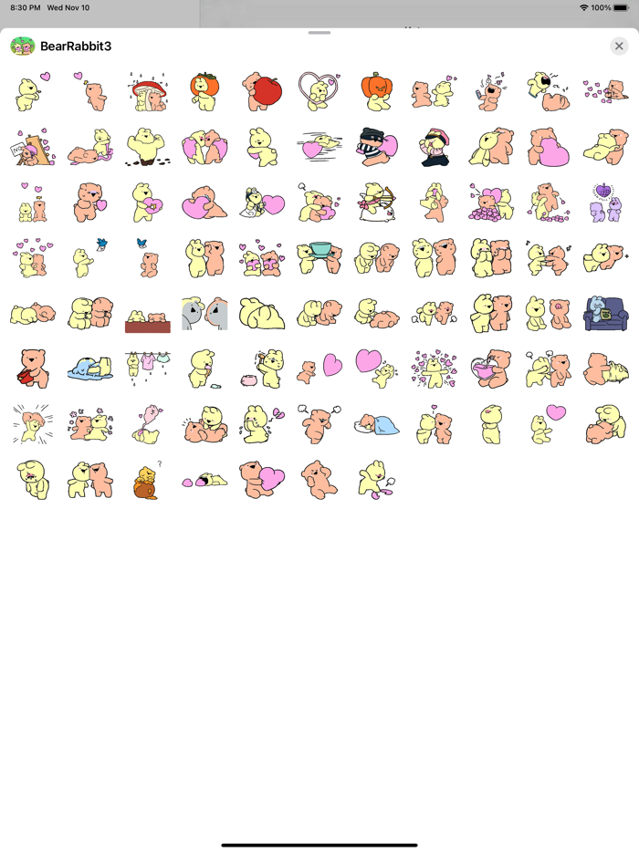 Bear  Rabbit 3 Stickers pack