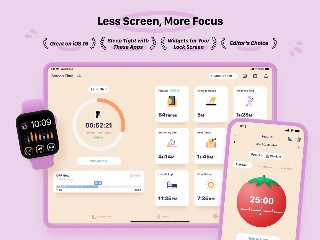 OffScreen Screen Time Control App voor iPhone, iPad en iPod touch