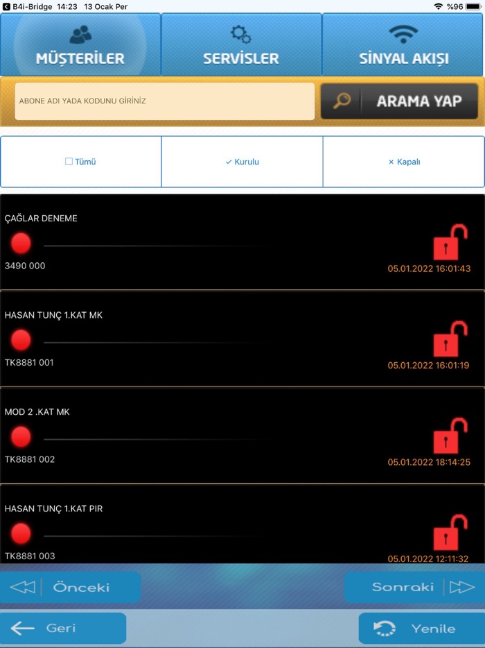 TIM Güv. Alarm Sinyal Takibi