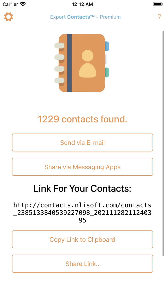 Export Contacts Backup, Share
