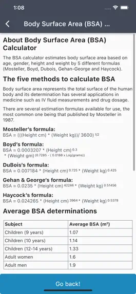 Game screenshot BSA Calculator - Body Surface hack