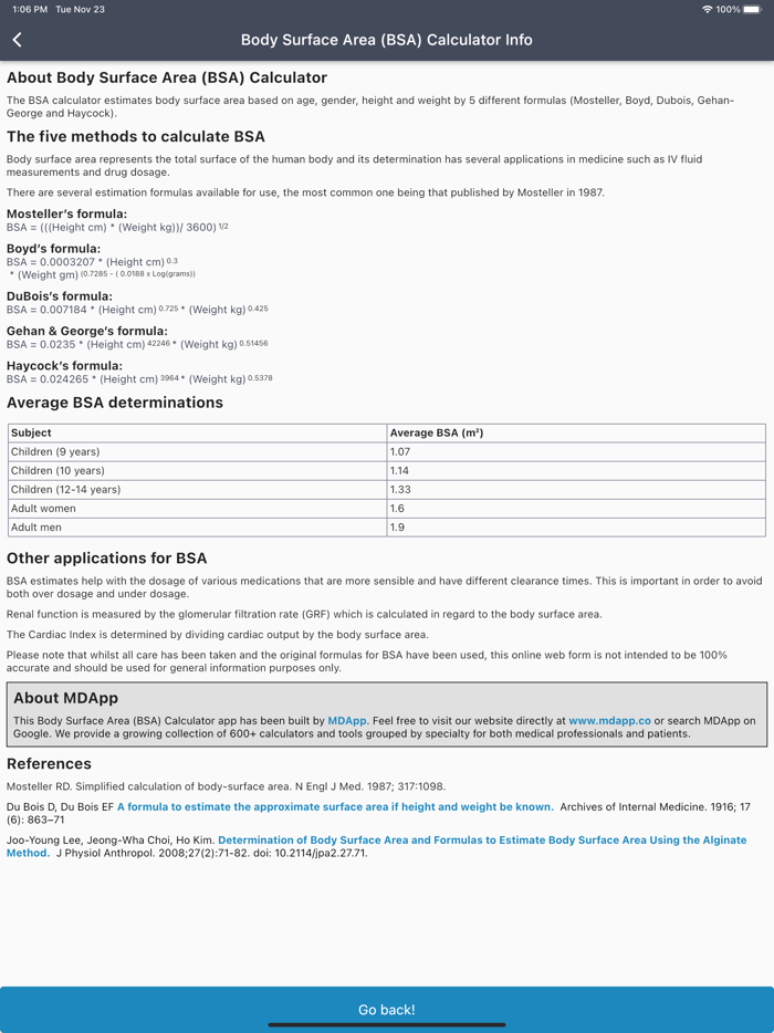 BSA Calculator - Body Surface