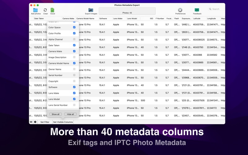 Photos Metadata Export