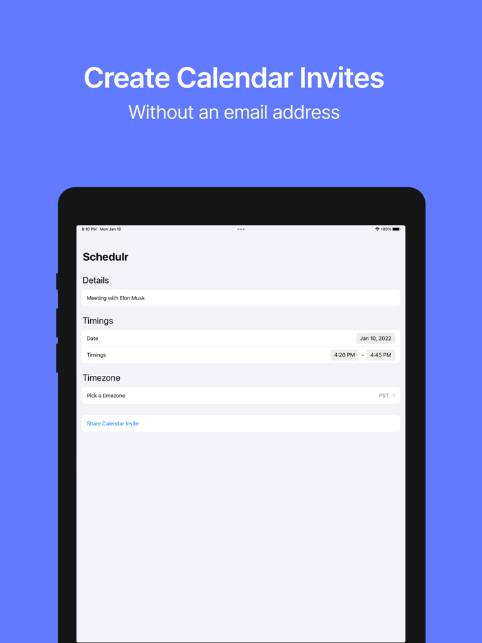 Schedulr Send Calendar Invite