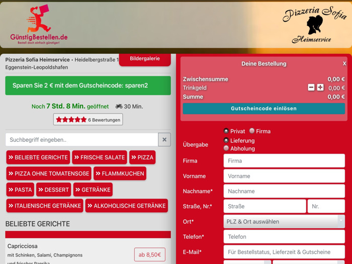 Pizzeria Sofia Heimservice