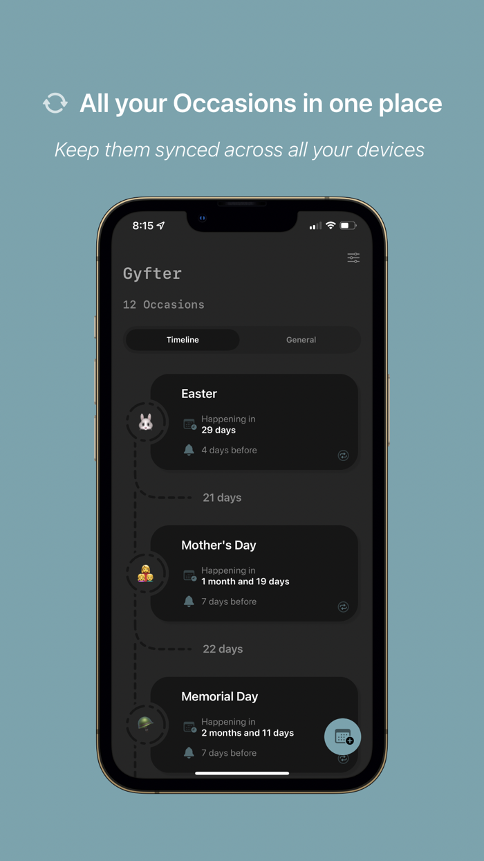 Gyfter - Occasion Reminder