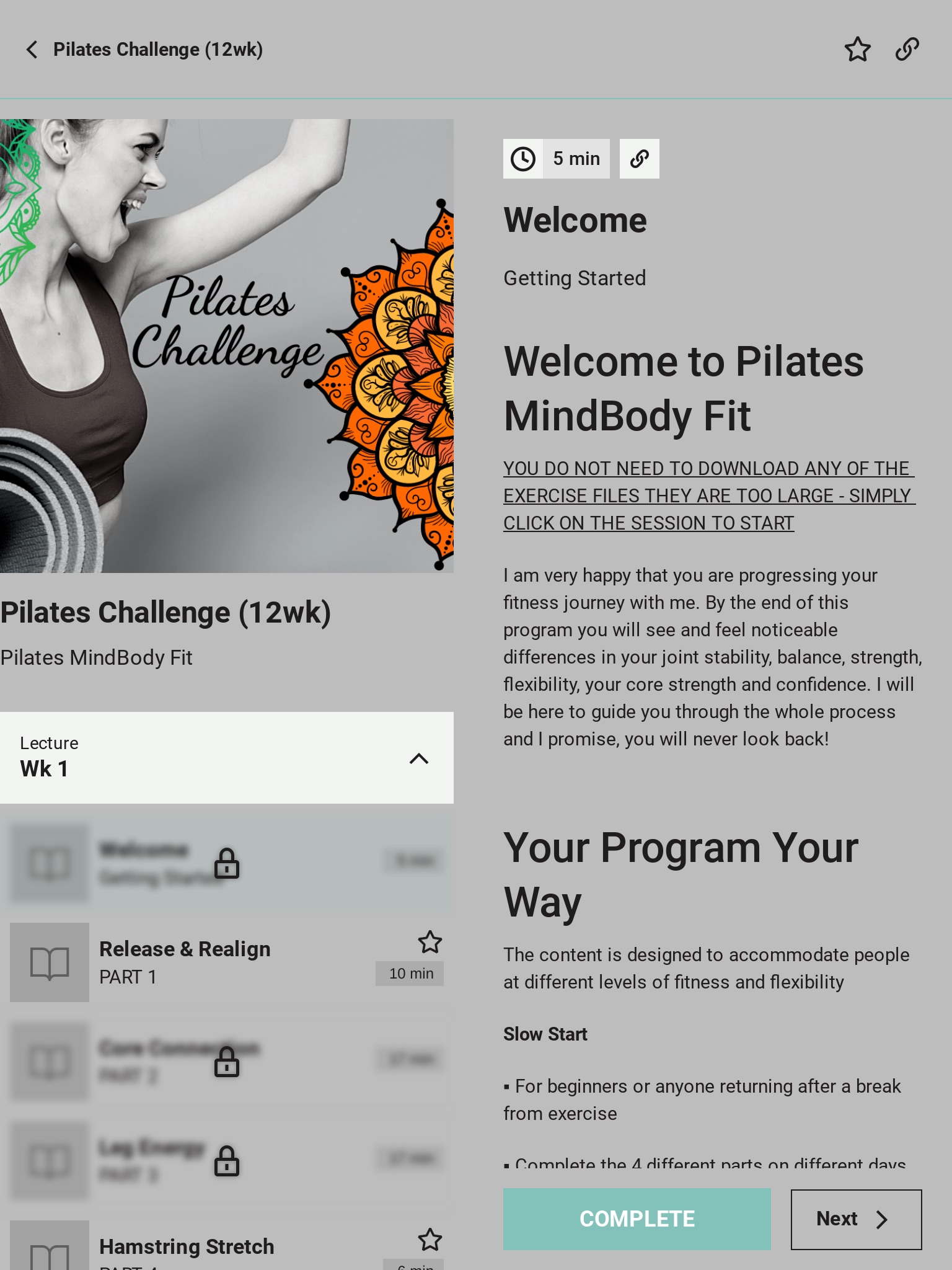 Pilates MBfit screenshot 2